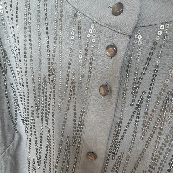Bob Macke Wearable Art Blazer Sequin Gray Moleskin Jacket Vintage - Picture 4 of 10